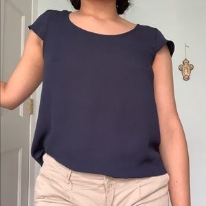 Navy Chiffon Top